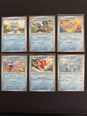 Pokemon 6 Card Water Type Pokemon Lot